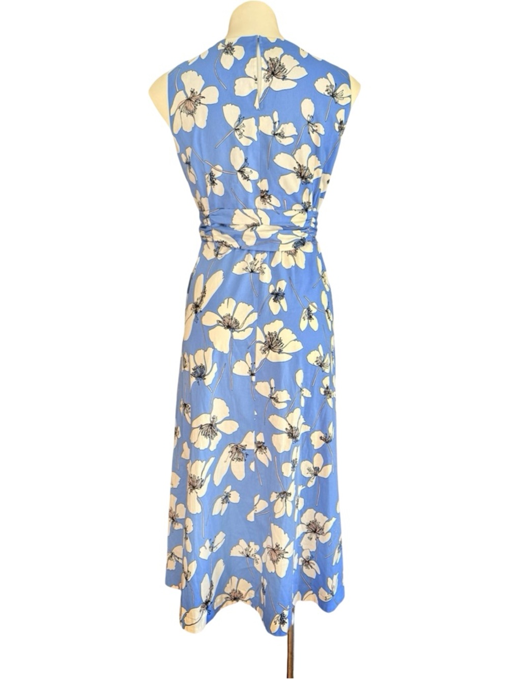 Anne Klein Floral Garden PartyPrint Belted Midi Dress Sleeveless Cotton S - Picture 3 of 10